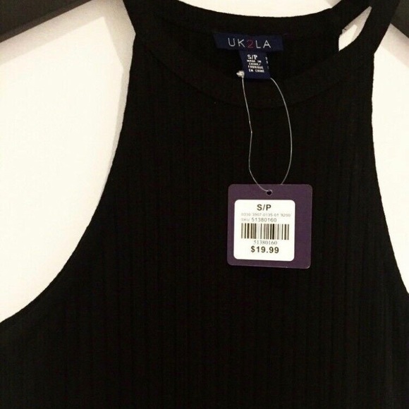 •NWT• UK2LA Black Ribbed Jersey High-Low Hem Dress - Picture 2 of 3